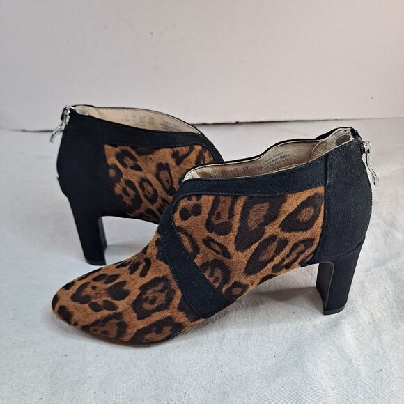 LifeStride Glamour Ankle Boots Womens Size 6.5M Leopard Print Fabric Brown Black - Picture 5 of 11